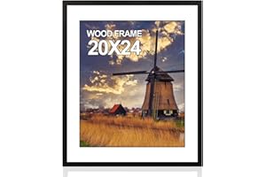20x24 Picture Frame, 24x20 Soild Wood Poster Frames with Polished Plexiglass,Easy to Hang, 20 x 24 Picture Frame with Mat or 