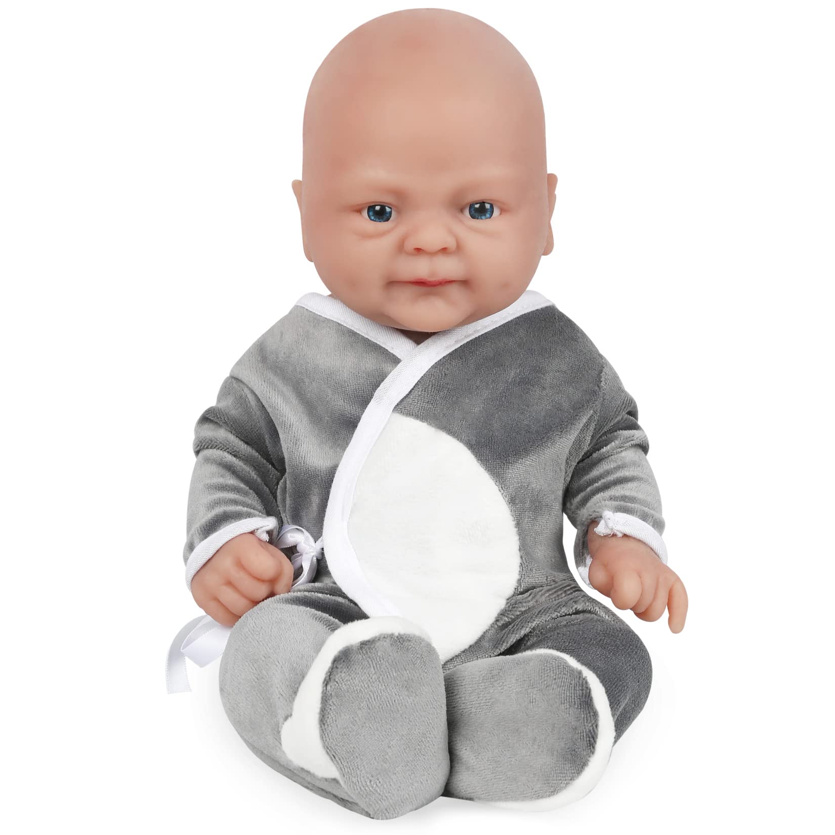 Vollence 14 inch Silicone Baby Dolls Boy Weighted 1.62 kg,[NOT Vinyl],Silicone Full Body Reborn Realistic Lifelike Newborn Real Life Soft Babies with Feeding Kit & Gift Box for Kids Age 3+