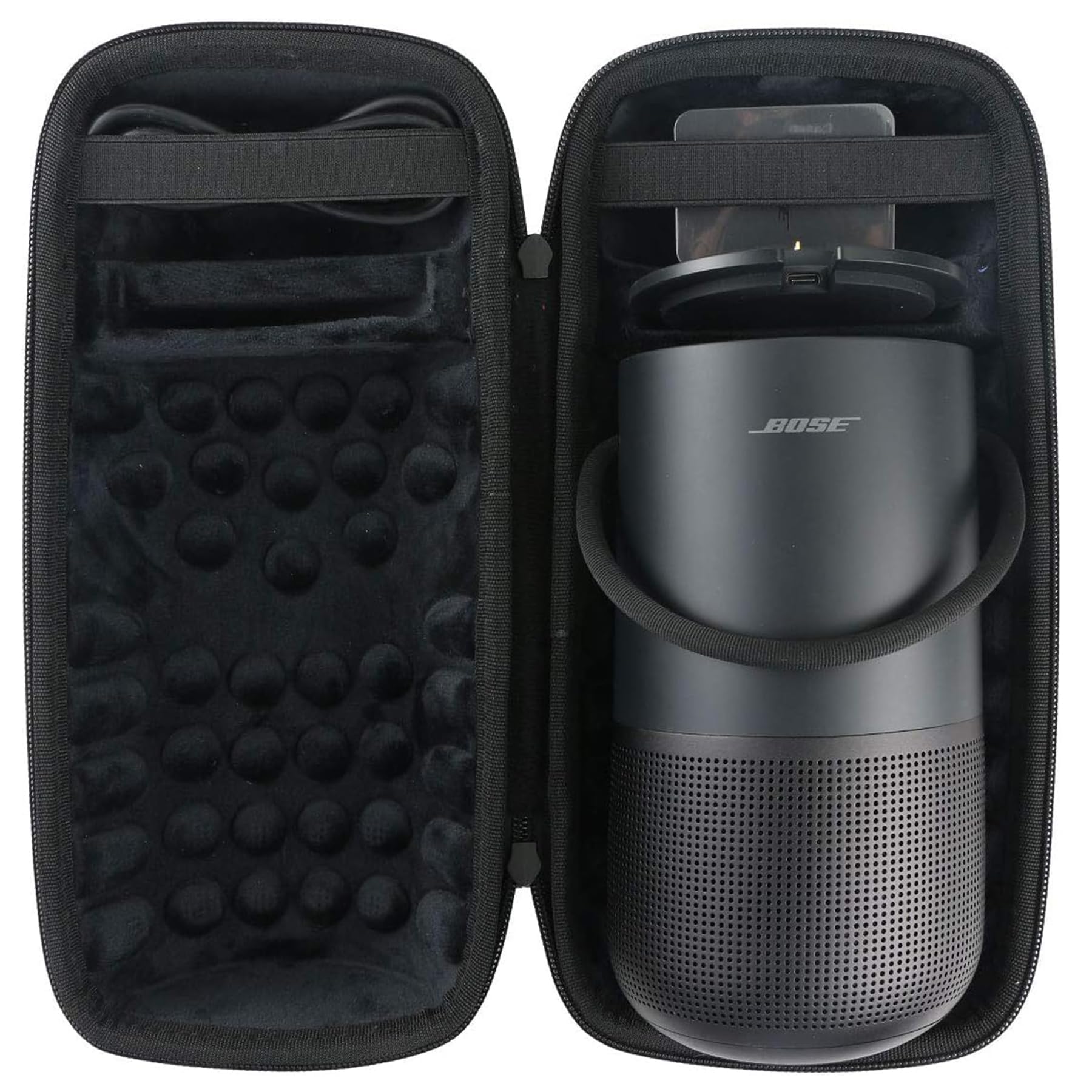 Khanka Hard Travel Case for Bose Portable Smart Speaker.Fits Charging Cradle and Cables.(Black,Case Only)