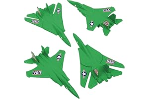 TIM MEE TOY TimMee Plastic Army Men Combat Fighter Jets - 4pc Green Airplanes Made in USA