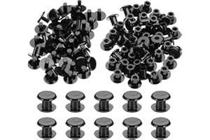 PATIKIL M5x6mm Plastic Binding Post, 50 Sets Plastic Chicago Screws Binding Screw Rivet Post Press-on Buckle for Leather Scrapbook Photo Albums, Black