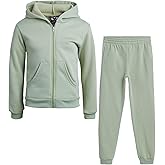 Real Love Girls Sweat Suit Set - 2 Piece Soft Fleece Zip Up Hoodie and Jogger Sweatpants for Girls (Sizes:7-16)