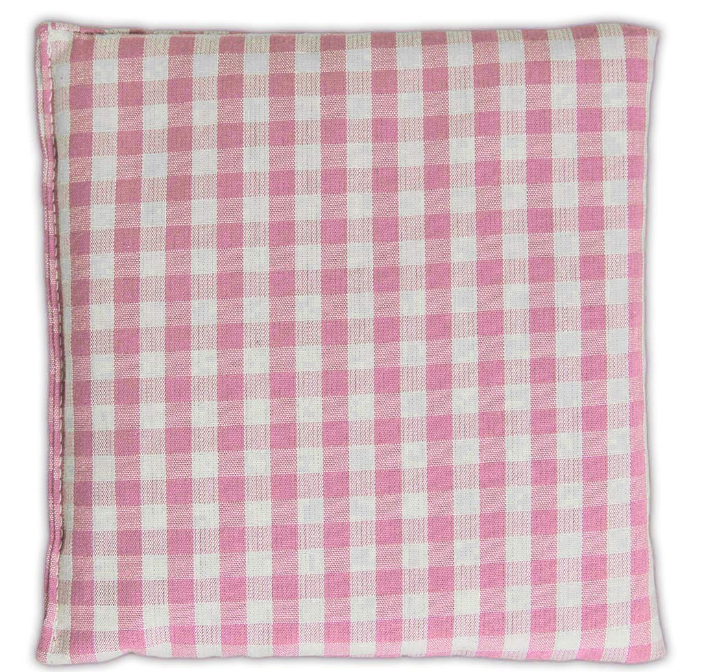 Cojín térmico de semillas 12x12cm (algodón orgánico rosa y blanco ...