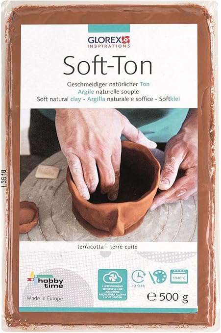 Arcilla Soft De Sonido Glorex 500g - Terracota, Natural, Secado Al Aire O Horno, Ideal Para Manualidades Infantiles