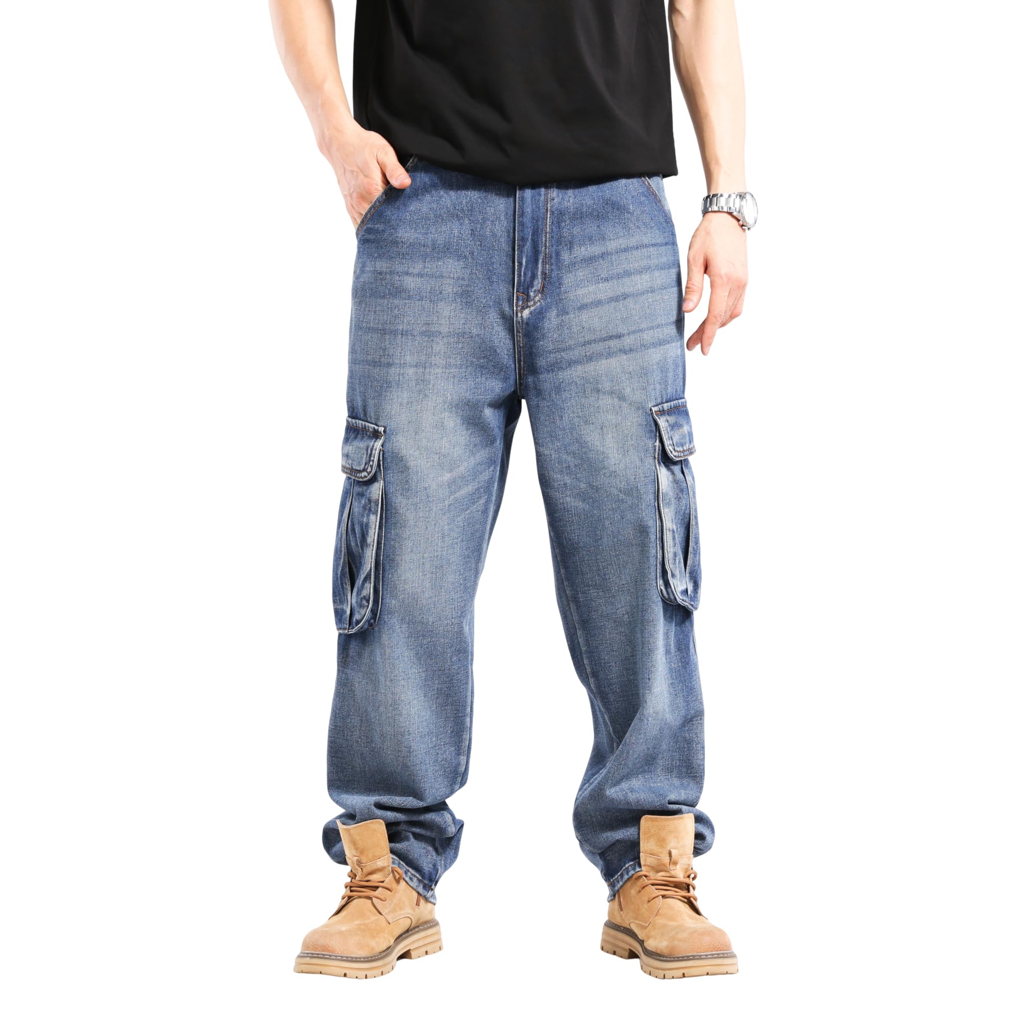 LUOBANIU Men's Baggy Jeans Hip Hop Loose fit 90s