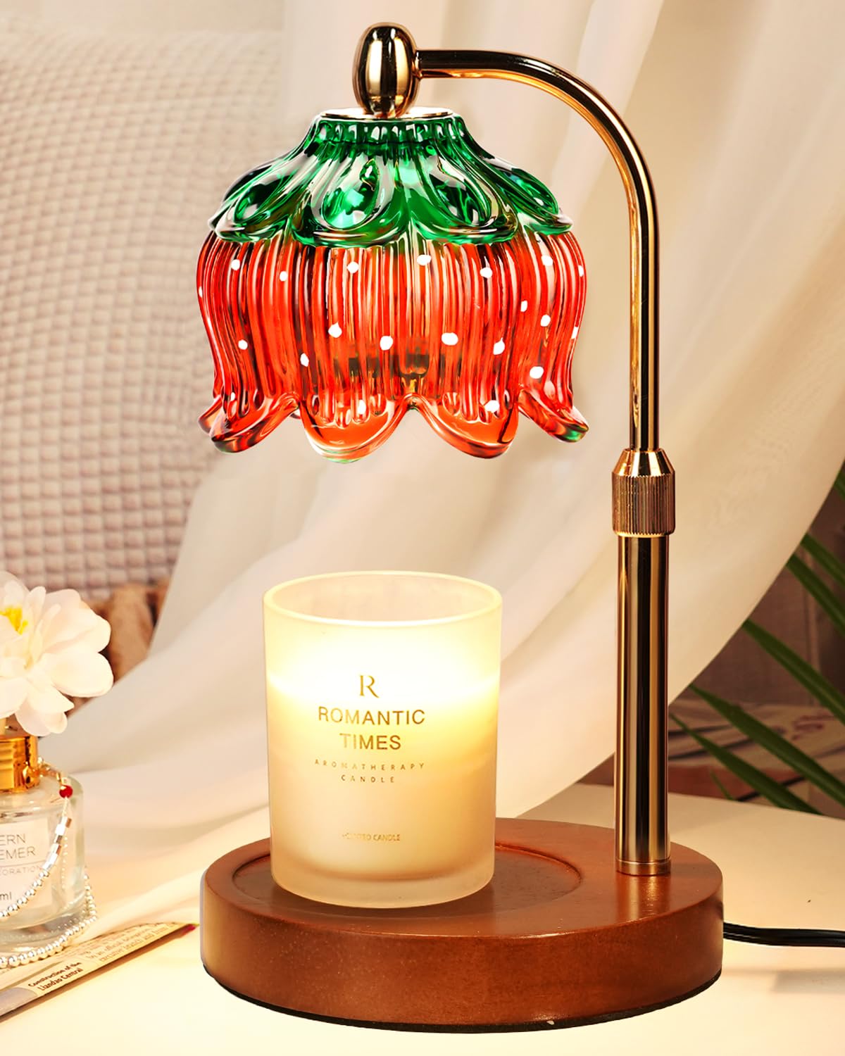 Strawberry Candle Warmer Lamp with Timer & Dimmable Brightness, House Warming Gift New Home, Candle Warming Gift for Anniversary, Birthday Gifts for Women Mom,Flameless Wax Melt Warmer for Jar Candles