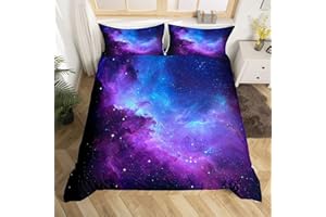 Feelyou Galaxy Duvet Cover Set King Size for Girls Boys Teens Kids Starry Sky Bedding Set Cosmos Comforter Cover with 2 Pillo