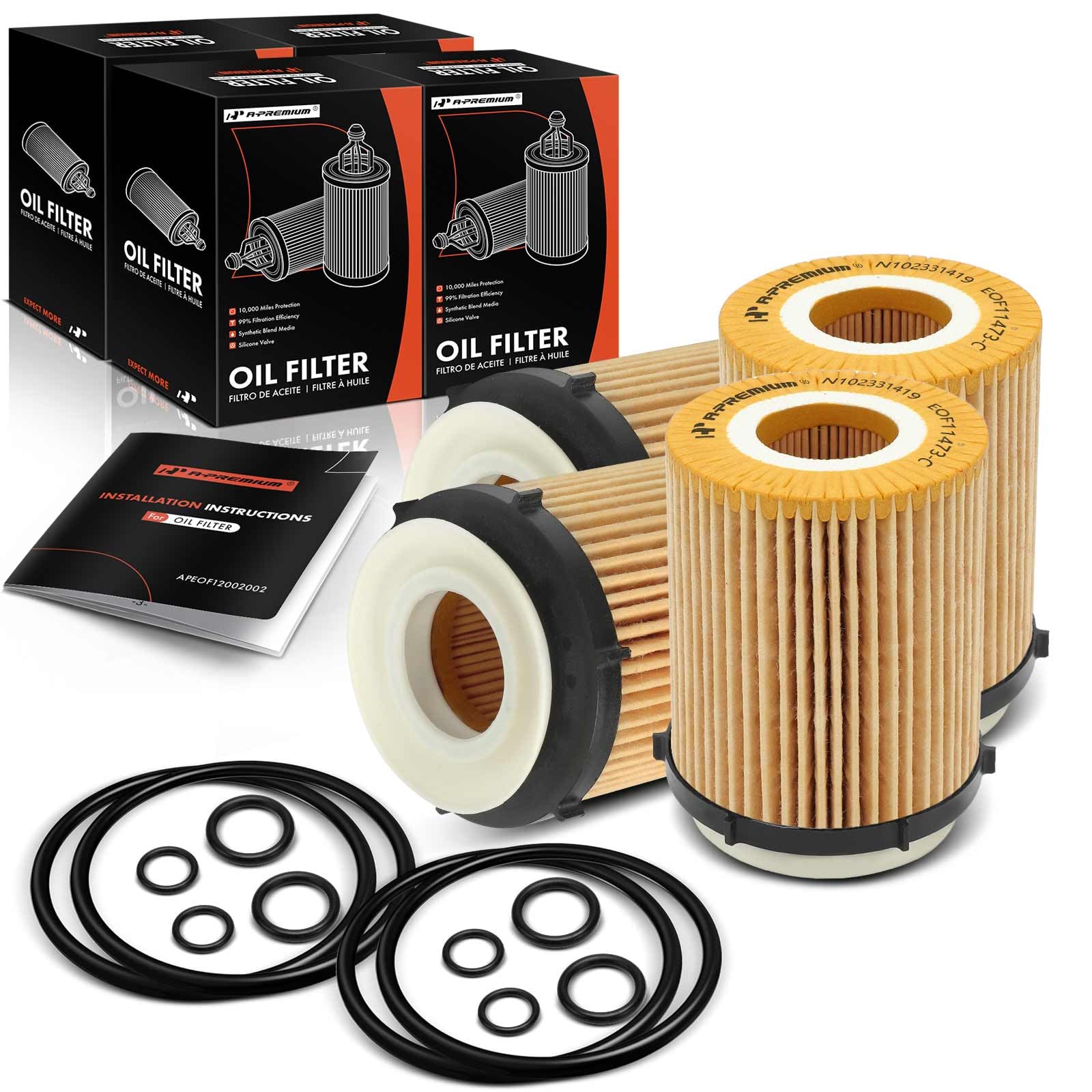 Photo 1 of A-Premium 4-PC 10K Miles Protection Oil Filter Compatible with Mercedes-Benz C300, C350e, E300, E350, Sprinter 1500, Sprinter 2500, GLA250, GLB250, GLC300, GLC350e, GLE350 & Infiniti & Freightliner
