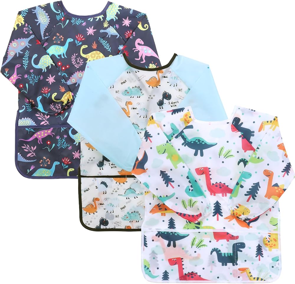 Zuimei 3 Pack Kids Art Smock Waterproof Painting Apron 23 x 19 in Toddler