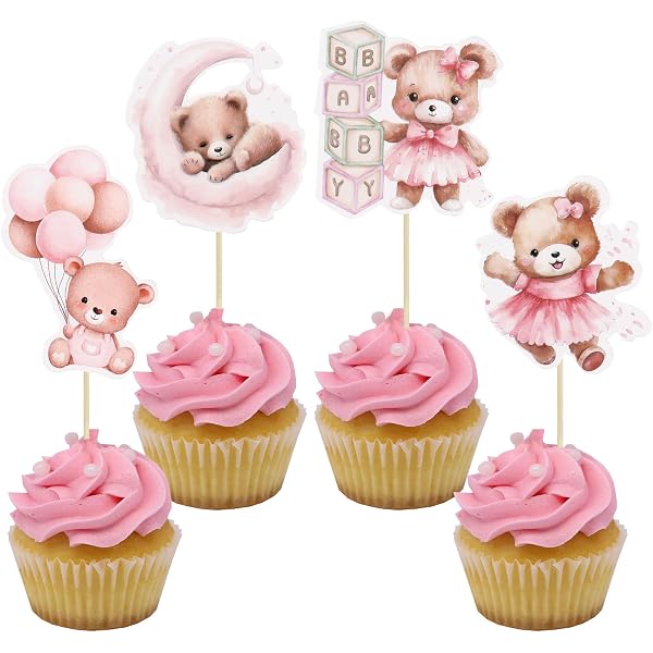 36 Stück „Oh Baby“ Cupcake-Topper Mit Glitzer – Rosa, Für Babyparty, Kuchen-Deko & Gender Reveal