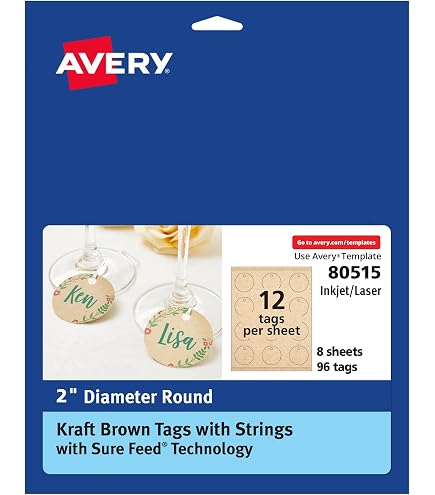 Avery Kraft Brown Round Labels - 2.5 Inch, Print-to-Edge, Laser/Inkjet, 450 Labels Total