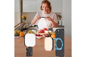 LUXSURE Magnetic Selfie Light for iPhone Phone Light with Clip,Magnetic Ring Light for Phone Rechargeable with 3 Modes Travel Video Light LED Mini Ring Light for Recording Android Ipad (Black)