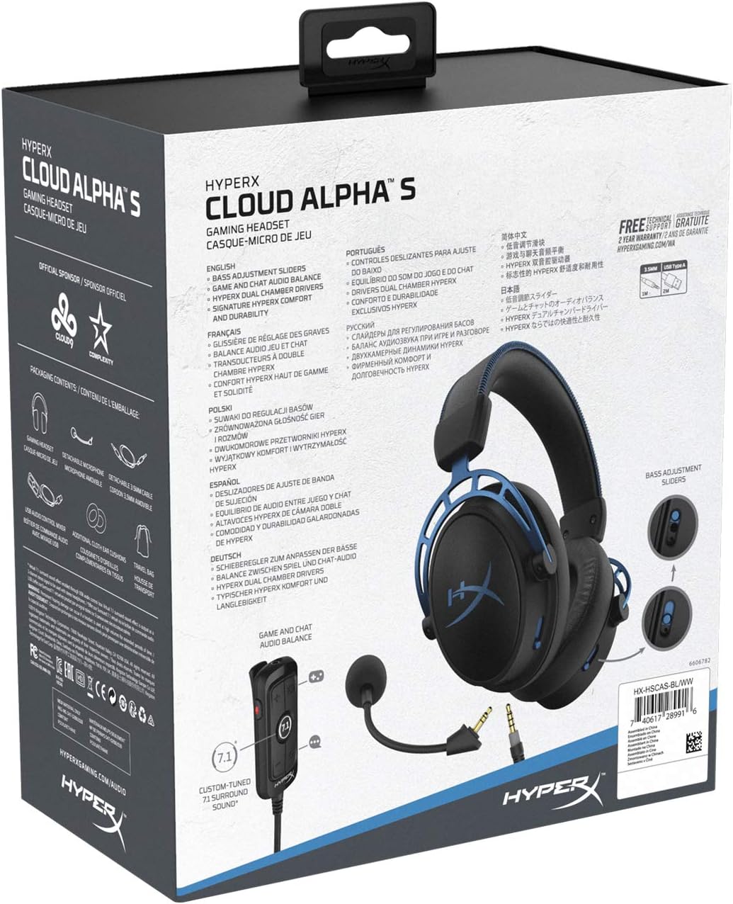 HyperX Cloud Alpha S - PC Gaming Headset, 7.1 Surround Sound, Adjustable Bass, Dual Chamber Drivers, Chat Mixer, Breathable Leatherette, Memory Foam, and Noise Cancelling Microphone - Blue: Computers & Accessories