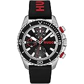 HUGO Men's #Dive Watch, Black Silicone Strap 5B Modern, Stylish Timepiece - Gift for Him 44mm