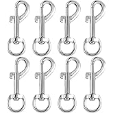 YBEATY 8 Pcs Swivel Eye Bolt Snap Hooks Heavy Duty Eye Bolt Clips Zinc Alloy Single Ended Flag Clips Clasp Trigger Snaps Plated for Diving Pet Leash Key Chain Flag Pole Rope Clothes Line Camera Strap