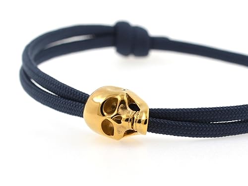 KOMIMAR Surfer Armband SONNY SKULL OF STEEL- cool lässiger Surf Style - Totenkopf Armband - Edelstahl Massiv - Geschenkidee -
