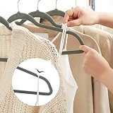 SONGMICS 50 Velvet Hangers 41.5 cm Wide 360° Hook Space Saving Grey Silver view 8