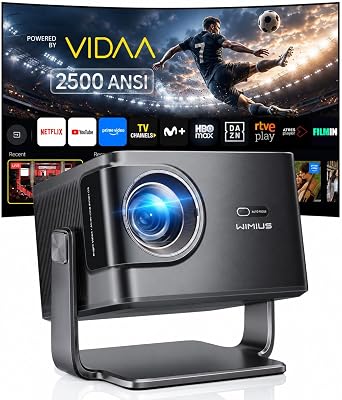 Projetor 4K | 2500 ANSI Ultra Brilhante | VIDAA OS Rápido & Suave | Dolby Audio 56W | Projetor Outdoor Garden Cinema, FHD 1080P Nativo, Autofoco AI, HDMI 2.1, HDR10, Home Theater