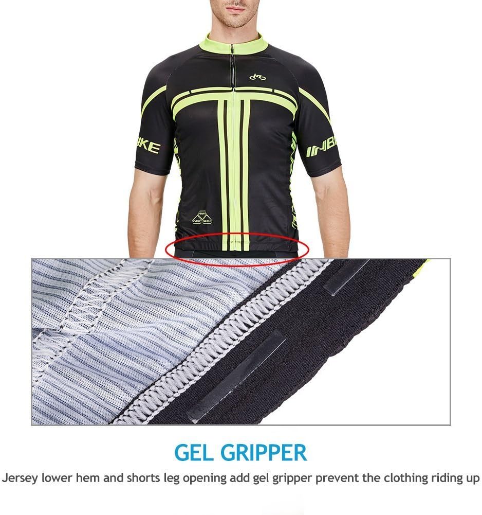 INBIKE Men's Cycling Jersey Set Short Sleeve Full Zip Moisture Wicking Breathable Quick-Dry, Bike Shirt with 3D Padded Shorts : Clothing