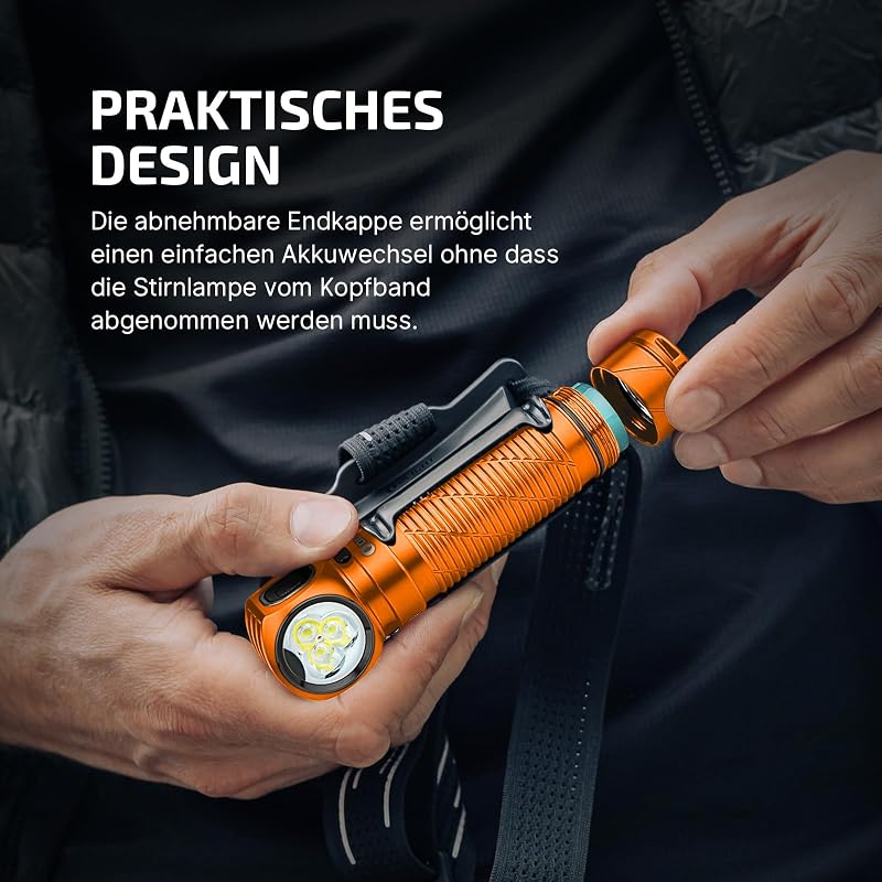 Perun 3 Stirnlampe aufladbar, 3000 Lumen, bis zu 20 Tage Laufzeit