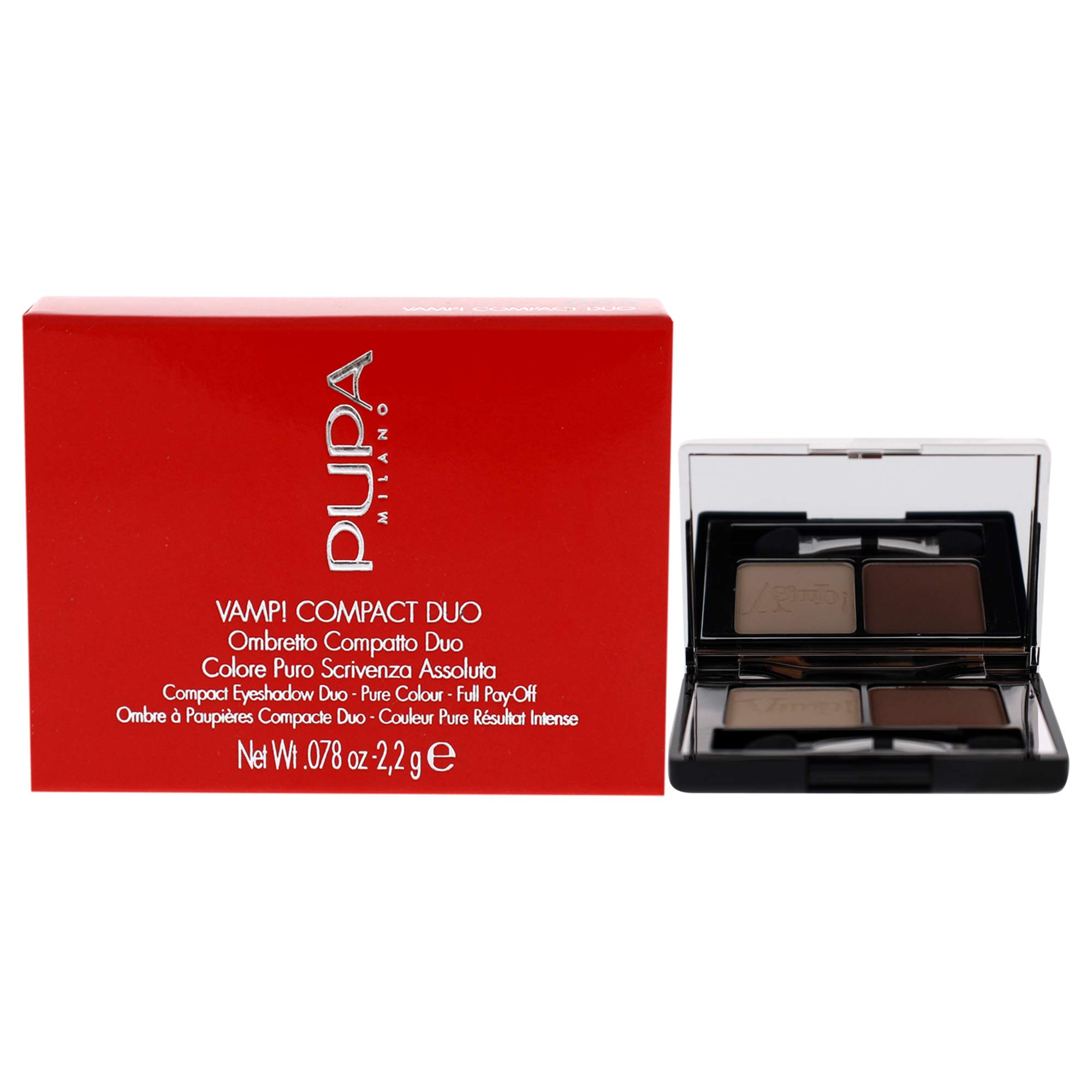 PUPA Milano Vamp! Compact Eyeshadow Duo, Milk Chocolate 2.2 g