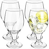 Patelai Set of 4 Water Goblet, Clear Stemmed Drinking Glasses, 13.5 oz | Bulk Glassware for Home Party Restaurant, Dishwasher Safe Reusable, For Juice Wine Beer Tea Sangria Cold Drinks