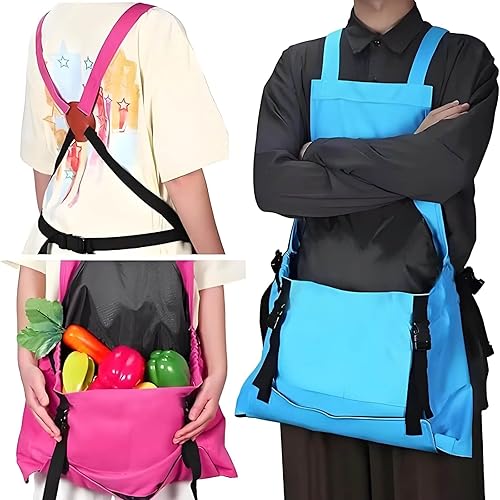 PULULA Garden Aprons For Women With Pockets，Water Resistant Gardening Apron For Harvest Fruit Picker Garden Aprons With Quick Release Blue，Gardening Gifts For Women Men