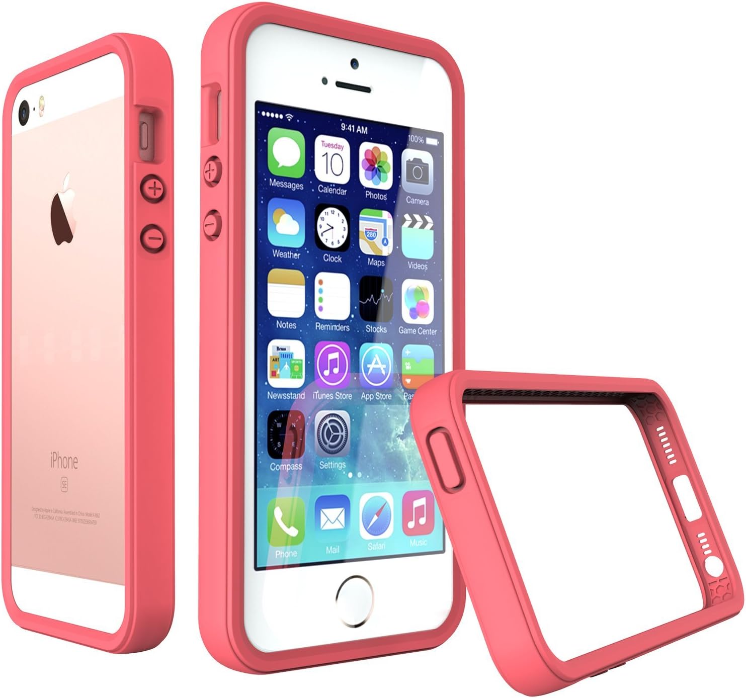 iPhone 5 / 5s / SE Case - RhinoShield [CrashGuard] Bumper [11 Ft Drop Tested] No Bulk [ShockSpread Technology] Thin Lightweight Protection - Slim Rugged Cover [Coral Pink]