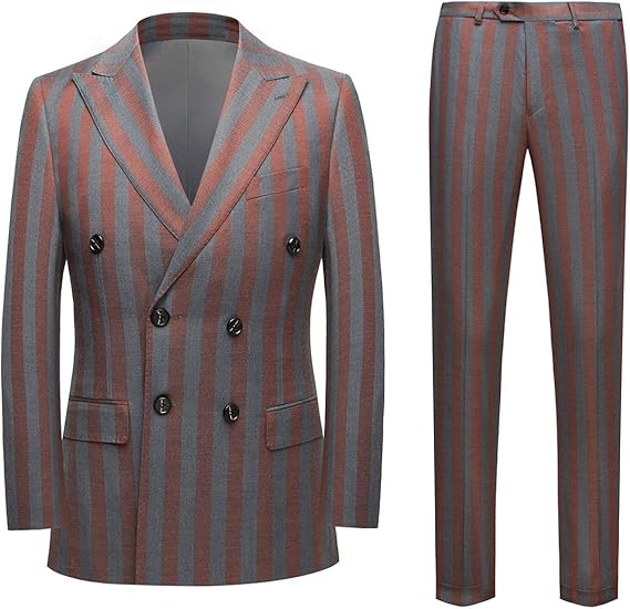 Amazon Co Jp Fomansh スーツ メンズ 上下セット ビジネススーツ ダブルボタン ストライプ スリム 礼服 結婚式 服 ファッション小物