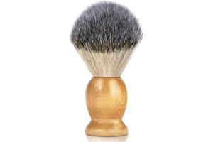 BASSION Hand Crafted Shaving Brush for Men, Wood Handle Hair Salon Shave Brush for Wet Shave Safety Razor, Perfect Father's Day Gifts for Him Dad Boyfriend