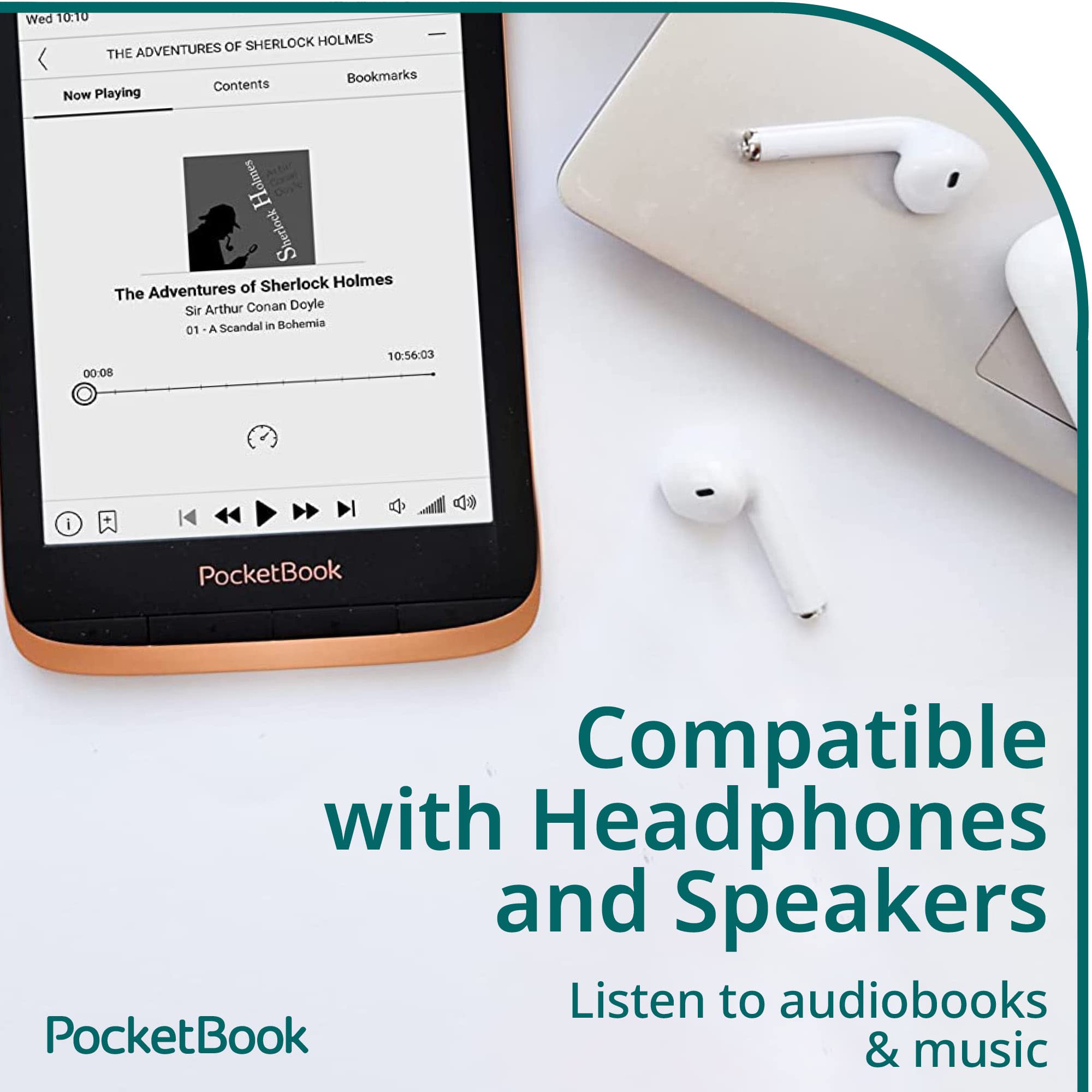 PocketBook Touch HD 3 | Audio- & E-Book Reader | 6? Glare-Free & Eye-Friendly E-Ink Screen | Text-to-Speech Function | Bluetooth | Adaptive SMARTlight | IPX8 Waterproof | E-Reader, Spicy Copper