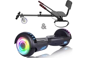 SISIGAD Scooter Seat Attachment, 6.5'' Self Balancing Scooters Go Kart with Bluetooth and LED Lights,Kids Boys Girls Adults