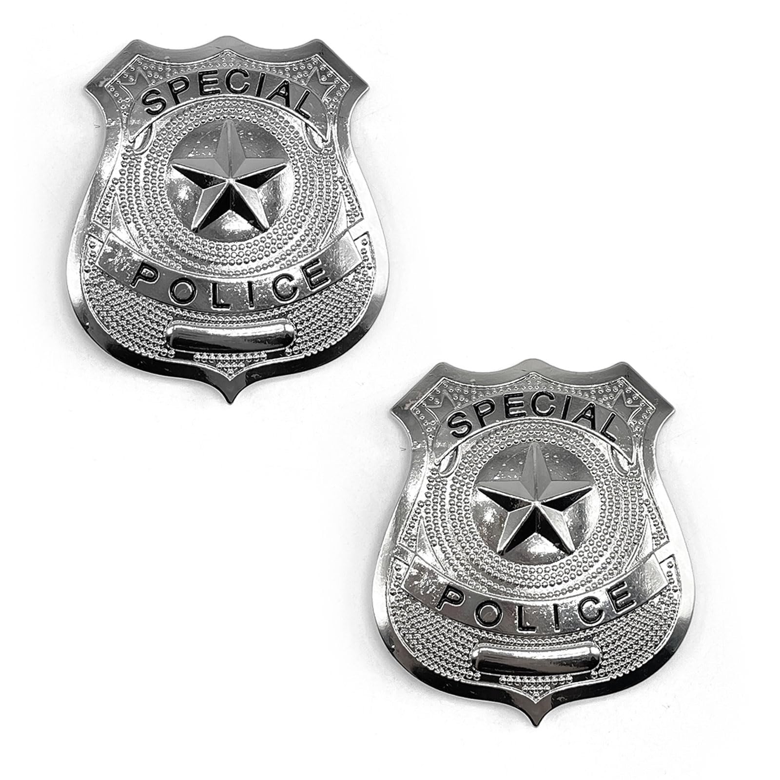 UILYNIU 2-Pack Silver Metal Police Badge - SWAT Officer Costume Accessory for Cosplay Party