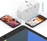 VINTAR 4 in 1 UK Plug Adaptor with 2 USB Ports 2 Way Sockets White 2 Pack view 6