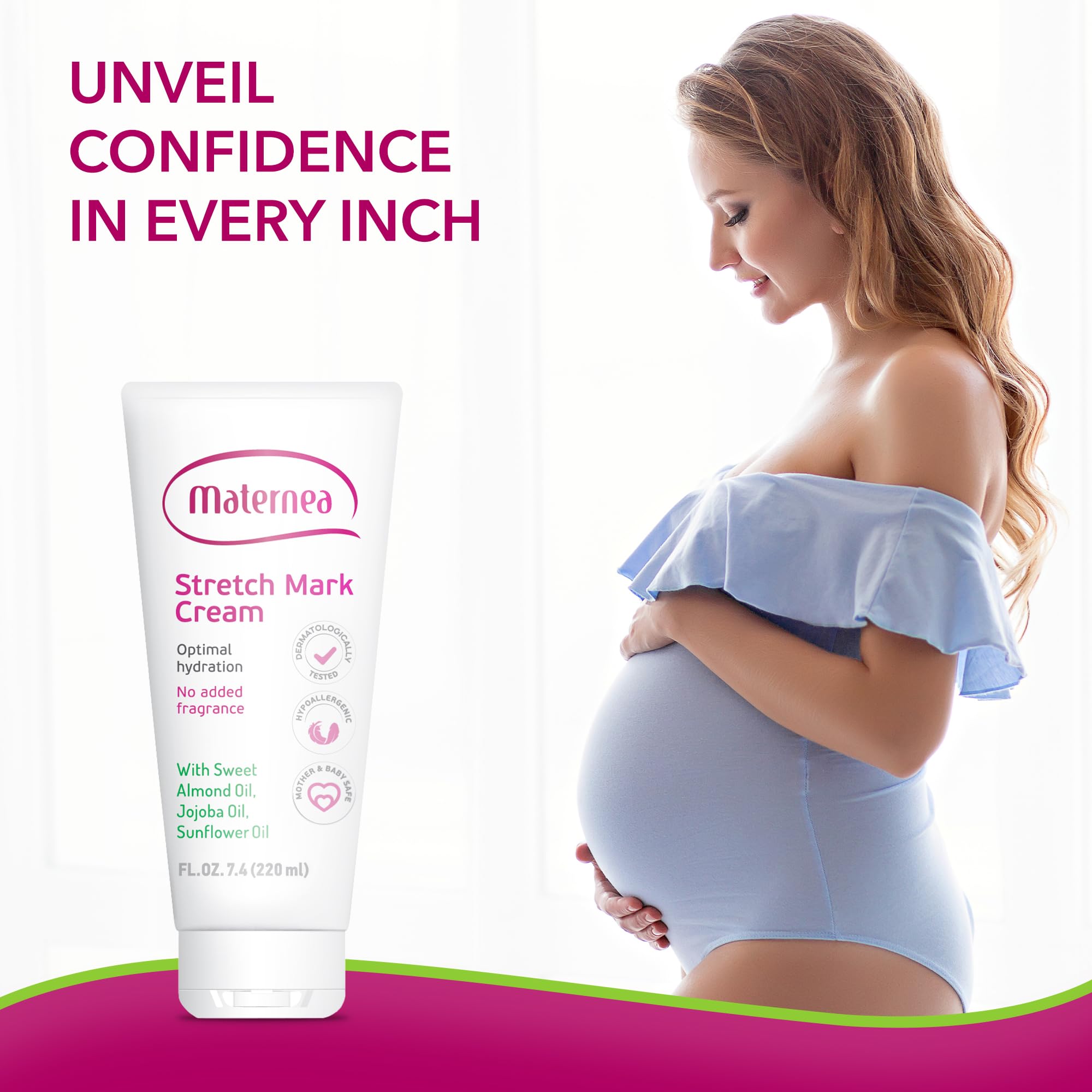Maternea Stretch Mark Cream - Provides optimal skin hydration and improves its appearance. 7.44 FL. OZ. (220ml)