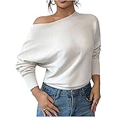 Verdusa Women's Off Shoulder Dressy Casual Sweaters Elegant Knit Pullover Tops Old Money Clothes