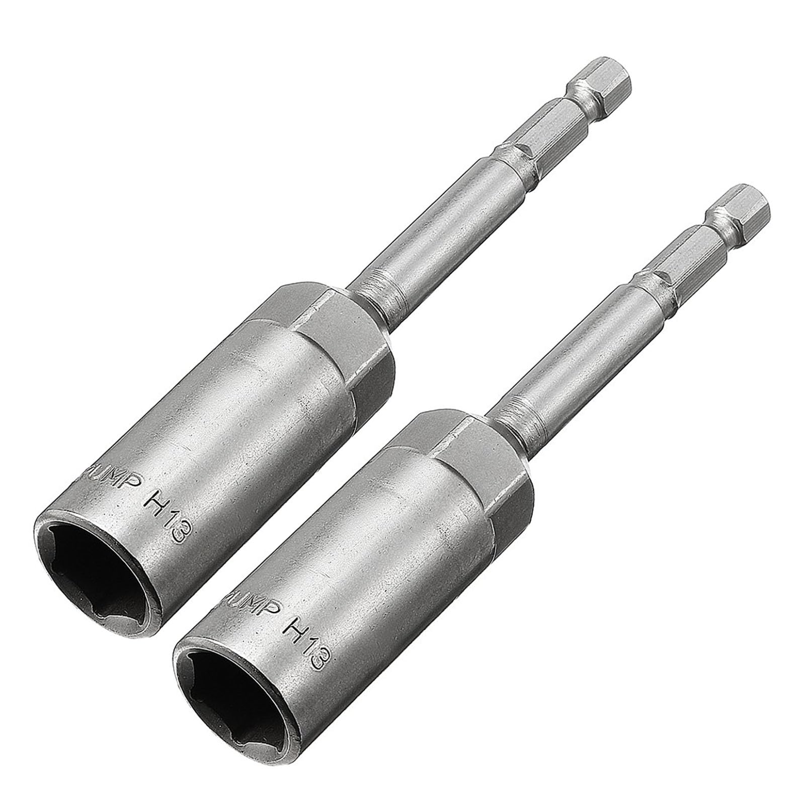 TA-VIGOR 2Pcs 13mm Nut Setter Driver Drill Bit Set, 1/4 inch Hex Shank Quick Change, 100mm Length Metric Nut Driver Set for Woodworking, Machine Maintenance, Auto Repairing, Furnitures, No-Magnetic