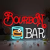 Bourbon Bar Neon Signs for Wall Decor Dimmable LED Neon Light USB Powered Light up Signs for Home Underground Bar Theme Party Beer Bistro Whiskey Tasting Room Decor Gift for Dad
