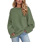 Women's Oversized Crewneck Sweaters, Long Sleeve Fuzzy Knit Casual Chunky Warm Fall Pullover Sweaters Top Trendy Outfits