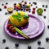 City to Cottage Handmade Purple And White Pottery Polka Dot Glazed 10inch/25.5cm Flat Dinner Plate | Ceramic Unique Dinnerware, Housewarming Gift