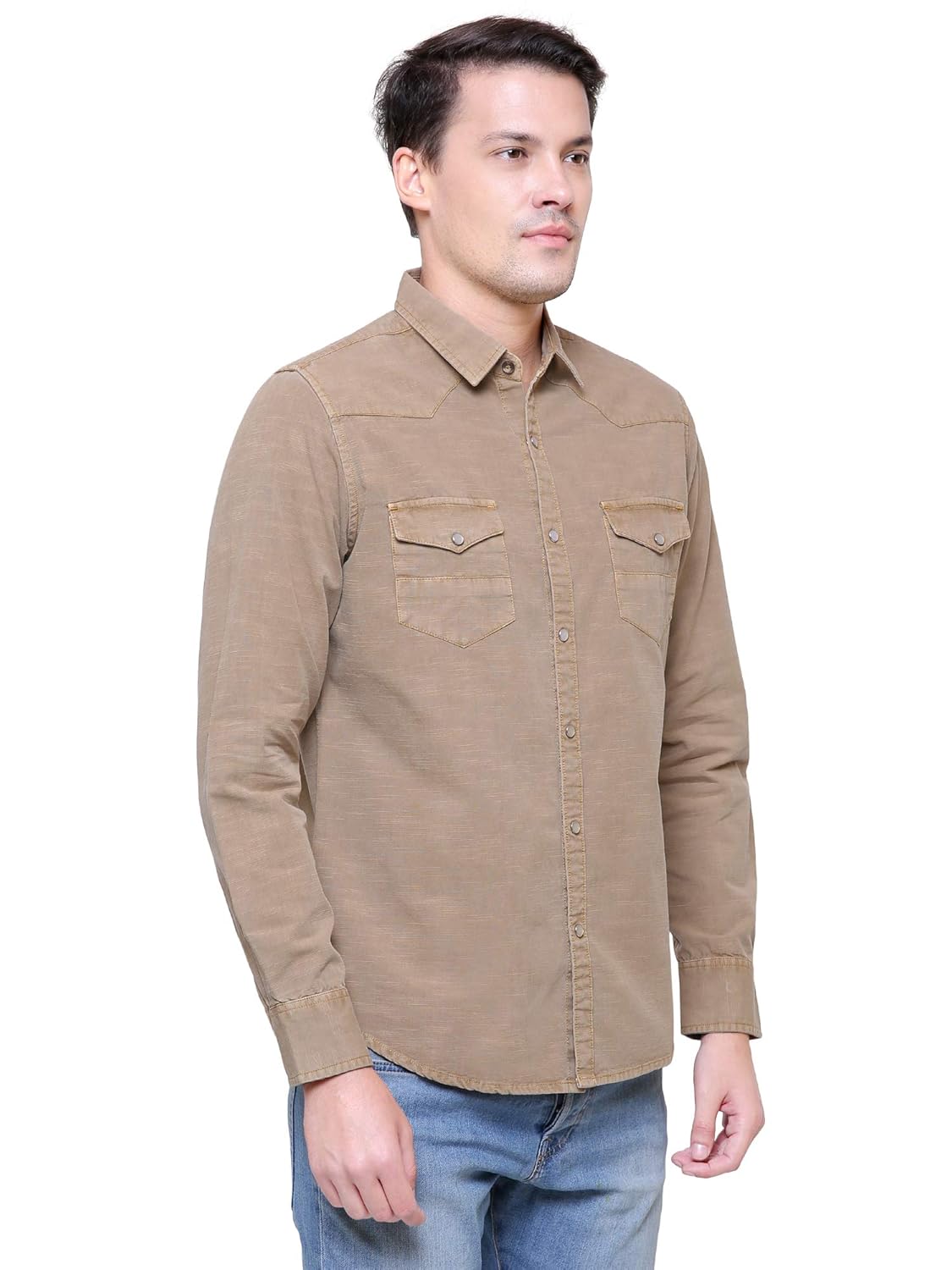 beige denim shirt mens