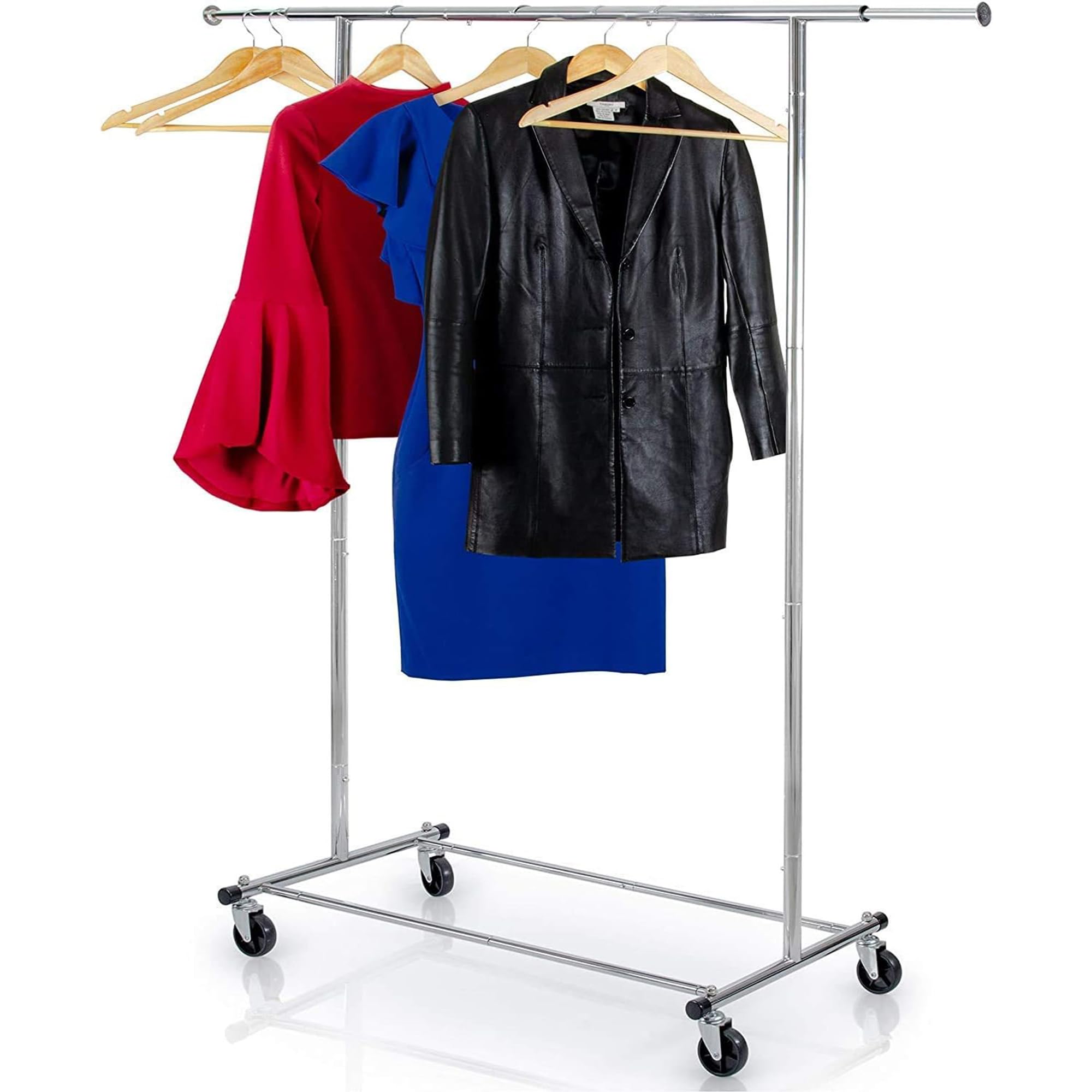 Photo 1 of Clothes Rack for Hanging Clothes - Heavy Duty Commercial Grade Chrome for Clothing, Garment Rack Adjustable, Collapsible, Expandable Clothing Rack, 200 LBS Capacity