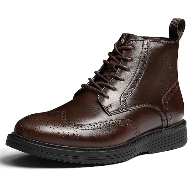 brown wingtip dress boots Polar Fox Manson Mpx806091 Classic Wing-tip Burnished Style Dress Boots, in Tan, Size 11