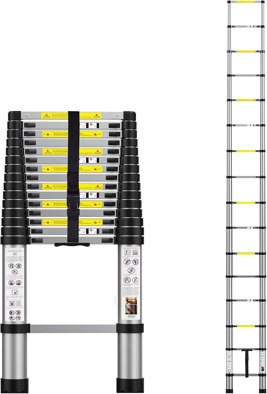 Telescoping Extension Ladder 15.5FT, Aluminum Telescopic Ladders with Carry Bag for Outdoor Indoor Use: Kitchen & Dining