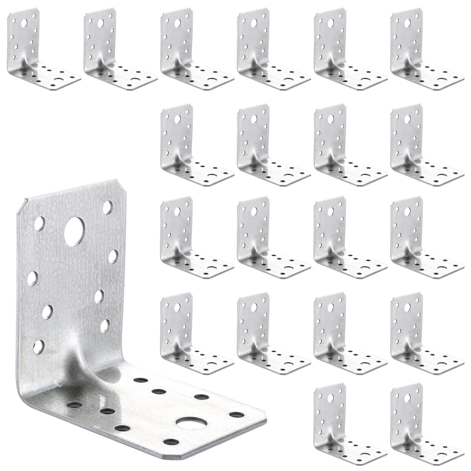 MUXHEL 20PCS Angle Brackets 70x70x55x1.8mm L Brackets for Wood Stainless Steel Corner Brackets Heavy Duty Corner Brace Angle Brackets for Wood Furniture Fixing and Repairing