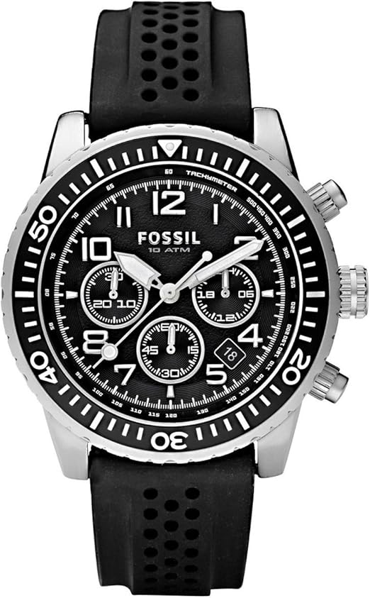 Fossil Men's CH2705 Quartz Black Dial Rubber Strap Watch