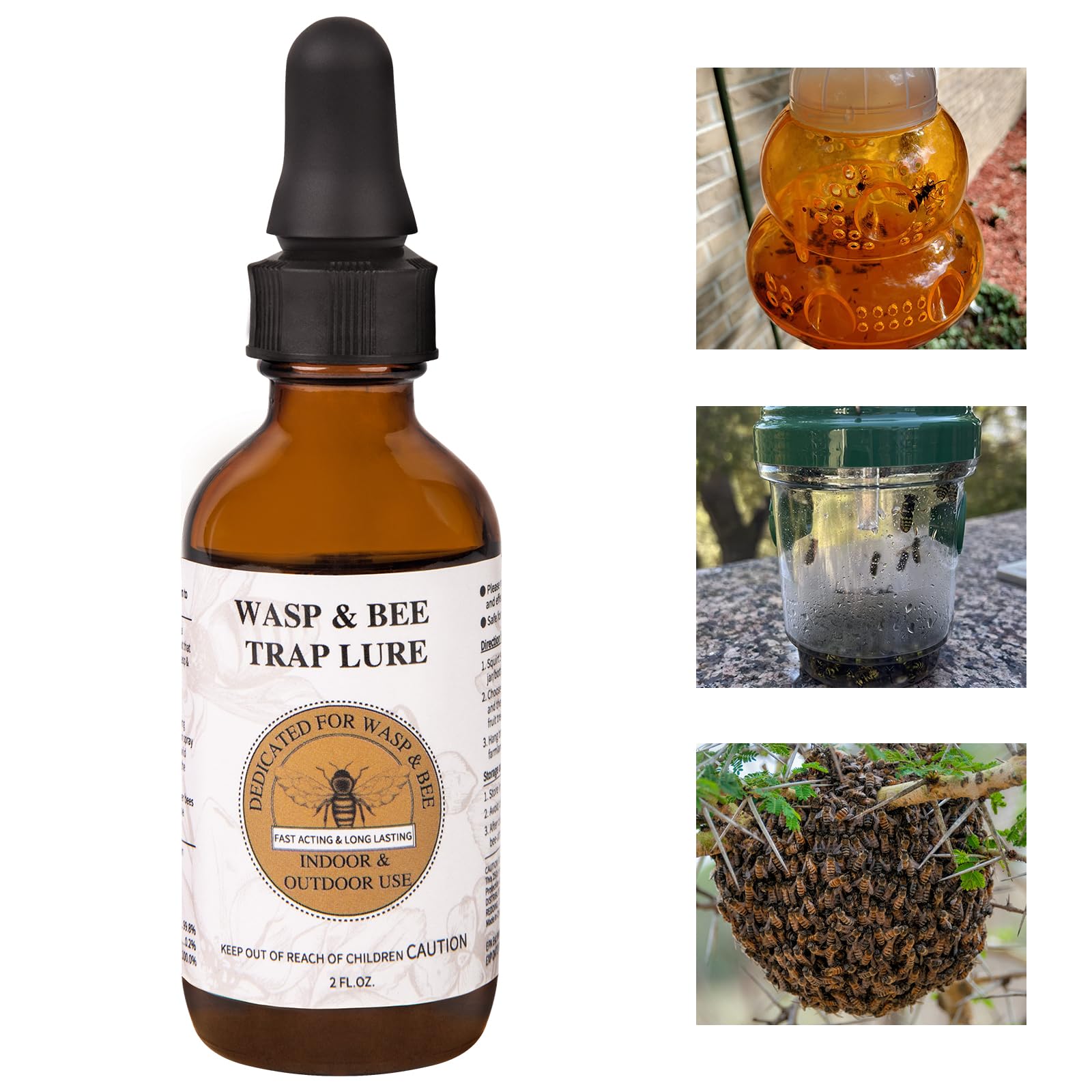 Photo 1 of 2 oz Carpenter Bee Bait Lure Traps for Outside, Attractant for Wasps, Yellow Jacket, Bees, Hornets, Insects Outdoor, Great for Hanging Insect Traps