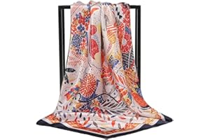 35 inches Silk Feeling Formal Large Square Neck Scarf Head Hair Wraps Handkerchief for Women Girls