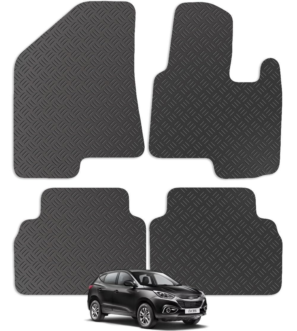 Carsio Car Mats 4pc Set For Hyundai IX35 2010-2016 Tailored Fit Rubber Floor Mat Complete Accessory Black Custom Fitted - Anti-Slip Backing, Heavy Duty & Waterproof
