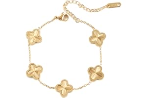 shizhen 18K Plated Lucky Clover Bracelet | Adjustable Cute Link Jewelry | Fashion Gifts for Women Teen Girls